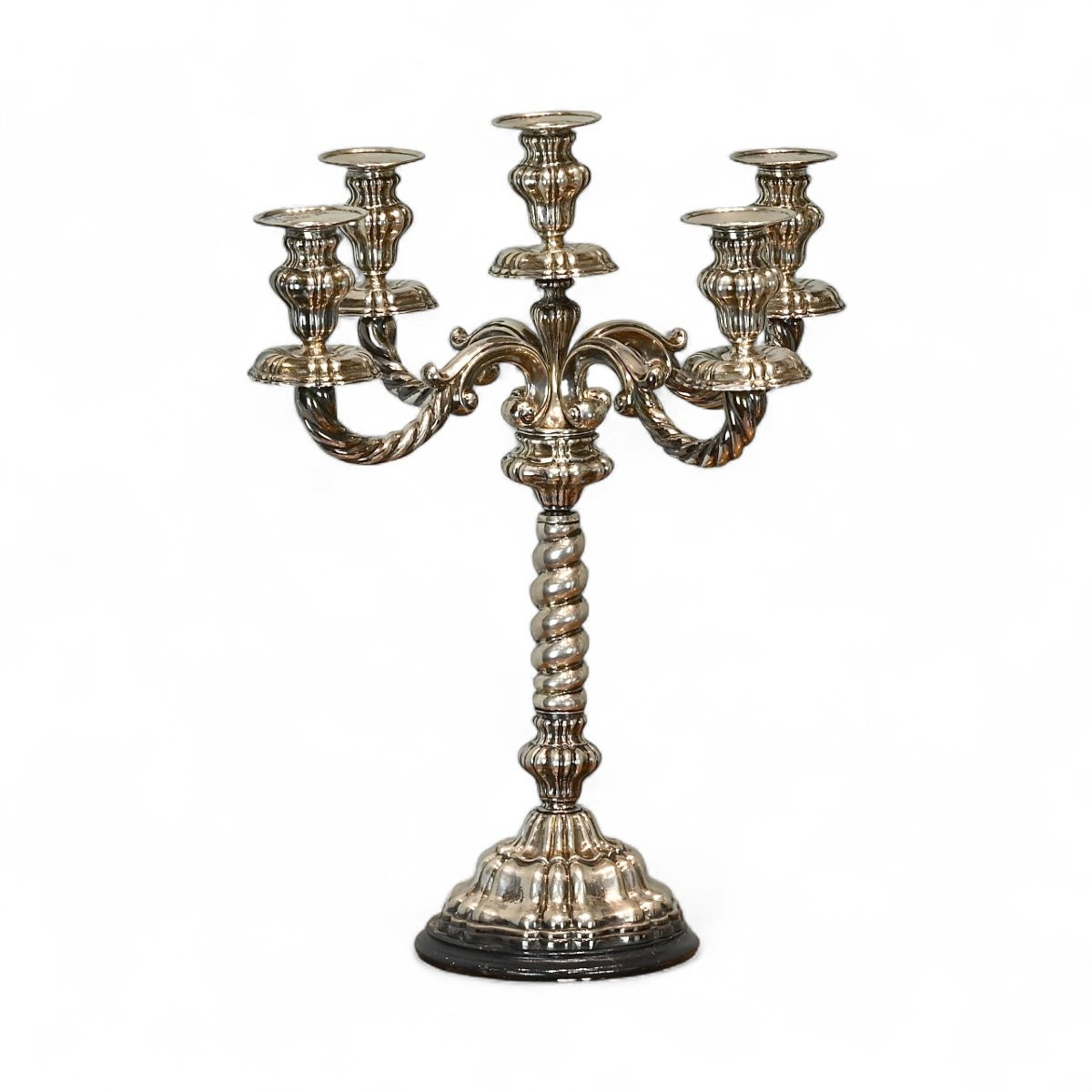 Pair Of 800 Silver Candlesticks - 20th Century Italy-photo-2